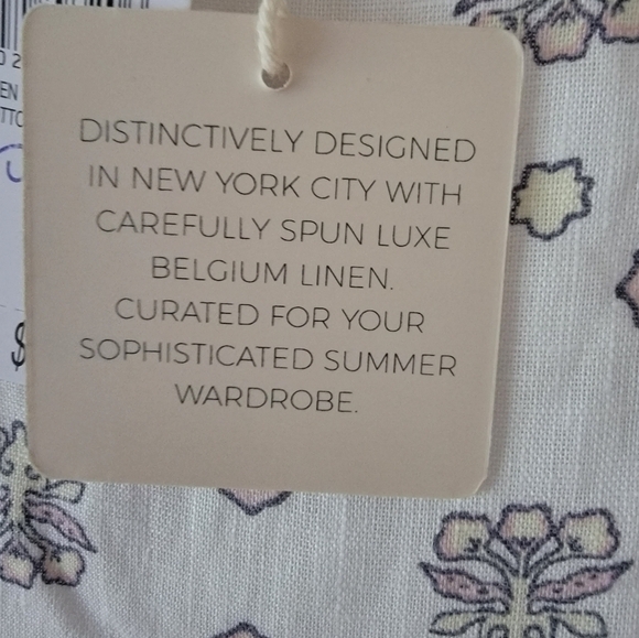 NWT Magaschoni Floral Linen Maxi Dress Cream L Large Summer Flower Cottagecore - Picture 3 of 12